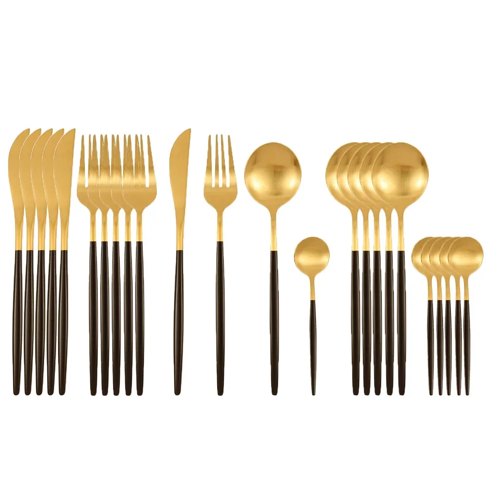 Bamboo Cutlery - Набор столовых приборов из нержавеющей стали,