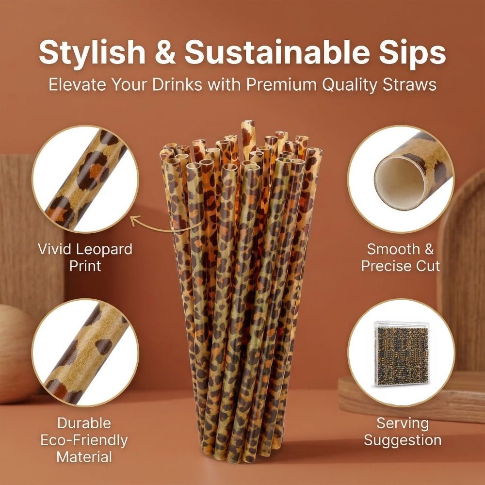 Reusable Straw - Модные соломинки для питья с леопардовым