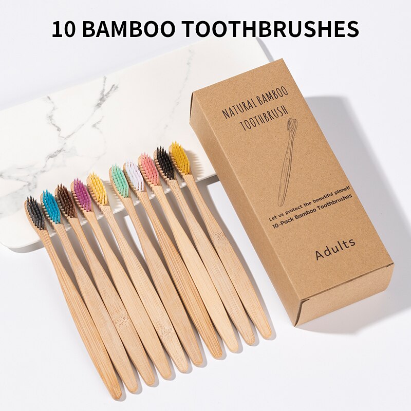 Bamboo Toothbrush - Набор бамбуковых зубных щеток, 10 шт.,